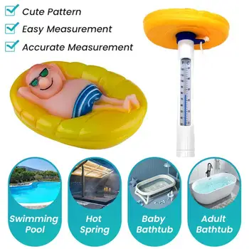 Термометр для аквариума и бассейна, ℃/℉ Точное измерение, Мультфильм со шкалой и струнными плавающими водяными термометрами