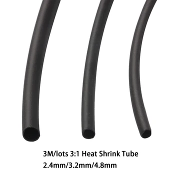 Термостойкая трубка длиной 3 м 2.4/3.2 /4.8 Термоусадочная трубка мм 3:1, Полиолефиновый изоляционный провод, Комплект кабельных втулок