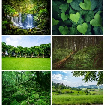 Тропический лес ШУОЖИКЕ, зеленые деревья, листья растений, фоновые рисунки, реквизит, природные пейзажи, фон для фотостудии REL-02