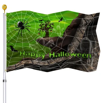 Флаг для украшения Хэллоуина Забавные призраки Паутины Флаги деревьев из полиэстера с латунными втулками Принадлежности для вечеринок Вывески во дворе Домашний декор