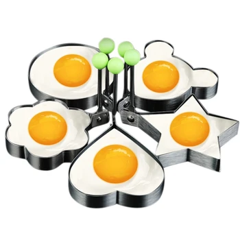 Формы для жареных яиц, Блинница с ручкой для детей, Форма с антипригарным покрытием для сковороды 5шт.