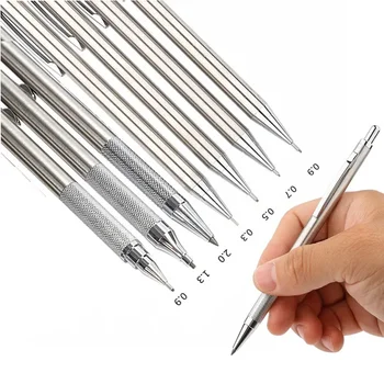 Цельнометаллический набор механических карандашей 0,3 0,5 0,7 0,9 1,3 2,0 мм HB Автоматический карандаш с грифелями для художественного рисования, написания эскизов.